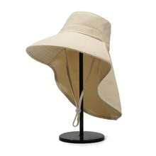 New Summer Ice Silk Large Brim Sun Hat For Women, Sun Protection, UV Protection, Neck Protection, Bucket Hat, Sun Hat - A - View 11