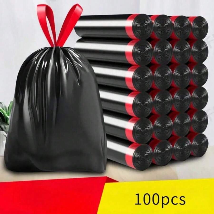 100 Thickened Garbage Bags - Leak-Proof, Tear-Resistant, Odor-Proof Garbage Bags With Reinforced Edges - Suitable For Home, Office, Kitchen, Commercial, Outdoor Use - Compatible With Trash Cans And Bins - A - Xem 1