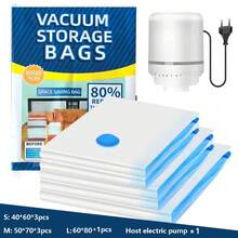 WEEME 7pcs Vacuum Storage Bags Set With Portable Electric Pump, Suitable For Clothes, Blankets, Quilts, Travel (1 Large, 3 Medium, 3 Small) - EU C Type Plug(220-240V) - View 13