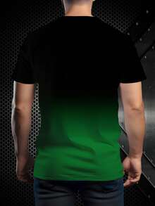 T-shirt à design dégradé noir avec graphiques d'une tasse de bière et des jours de la semaine en anglais. T-shirt à manches courtes décontracté, à la mode et polyvalent, en tissu stretch 100% polyester, adapté pour l'été - Multicolore - Voir 2