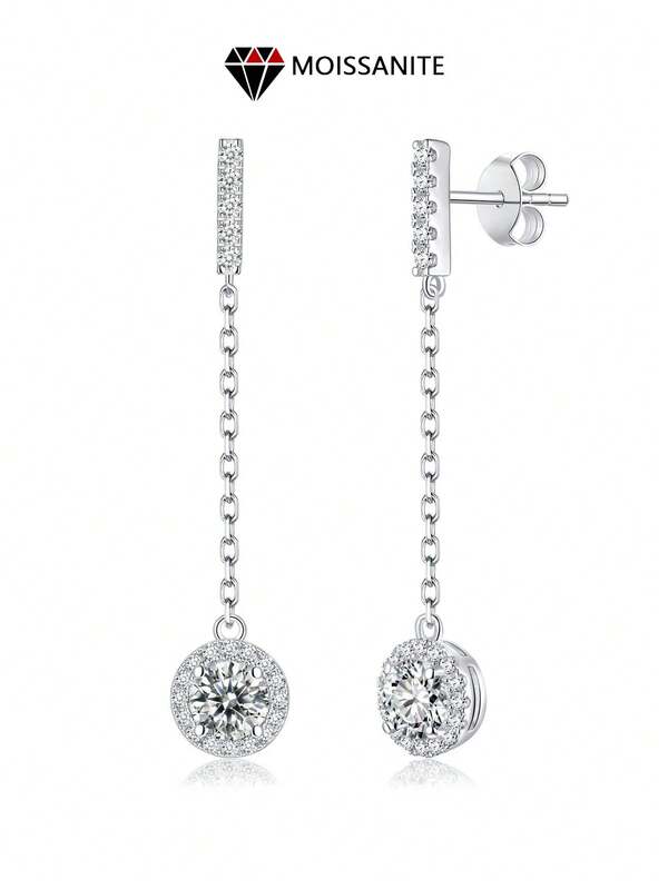 LOVESSOM 一对925纯银莫桑石圆形流苏耳环，时尚优雅，独特经典的设计，适合年轻女性，清新甜美，也适合成熟男士，是送给女朋友的绝佳礼物，适合日常佩戴、派对、度假、约会、旅行、情人节、周年纪念日、万圣节、圣诞节或生日等场合。