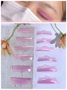 Libeauty 6 Pairs Pastel Pink Translucent Silicone Eyelash Perm Pads | Washable Reusable Lash Lift Shields | Cute Aesthetic Beauty Tool For At-Home DIY & Salon Lash Styling - Multicolor - View 1