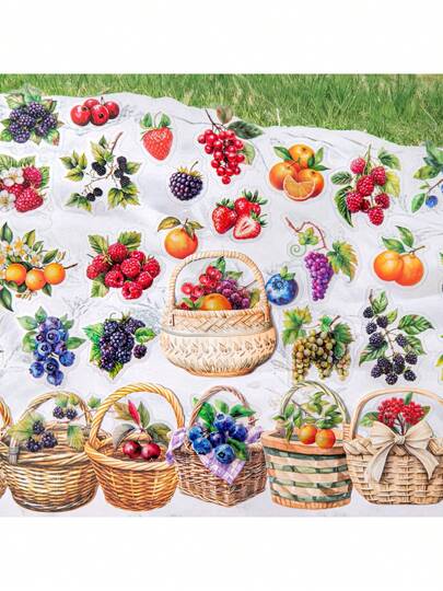 15pcs/Pack Fruit Theme Stickers, Creative Aesthetic Sticker Decals, DIY Decoration Scrapbooking Craft Materials, Holiday Gift, Personalized Scrapbook School Supplies (6 Assorted Designs)