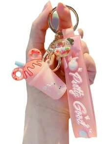 Cartoon Milk Tea Bear Quicksand Keychain| Individual Packaging| Perfect Gift For All Occasions - 紫色 - 查看 3