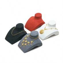 Premium Faux Leather Bust Necklace Display Stand, Horizontal Jewelry Display Prop - Multicolor - View 2