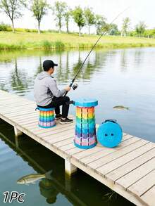 1 pezzo Sgabello pieghevole regolabile, sedia portatile con altezza regolabile per escursionismo, campeggio, pesca & attesa in uso interno ed esterno multiuso, regalo perfetto per le vacanze - multicolore - Visualizzare 14