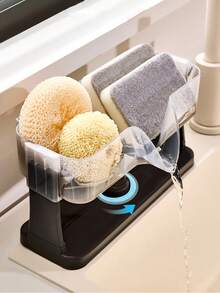 1pc Suction Cup Kitchen Sink Storage Rack Space Saving Detachable Dishcloth Organizer Non-Slip Self-Draining Sponge Drain Holder - View 5
