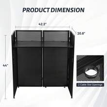 DJ Table,Portable DJ Booth Table Station 44"X42.2"X20.6", Foldable Metal Frame DJ Facade With Black & White Scrims, Detachable 40"X20" DJ Table, Adjustable Height, Carry Bag For Show, Party, Wedding, Events& Mobile DJ Gigs - 黑色 - 查看 3