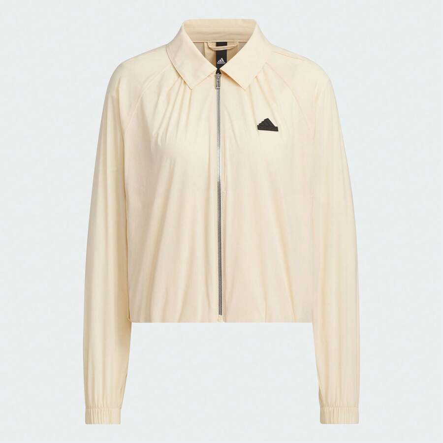 Adidas Women's Casual Short Stand Collar Jacket, Spring/Autumn IM8819 - Sand Brown/Black - View 1