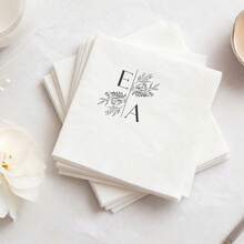 15-500pcs Custom Wedding Napkins 3-Ply Personalized Party Napkins, Table Decor For Bridal Shower And Engagement Party, Disposable Dessert Cocktail Napkins - White - View 4