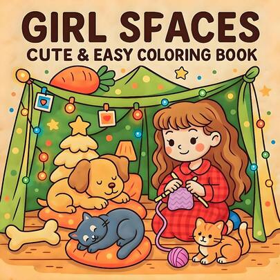 女孩空间：成人及青少年涂色书，呈现温馨时刻与女性元素，可爱插图助您放松身心，缓解压力（可爱简约涂色）
