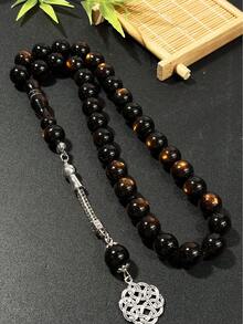 1条新款12毫米闪亮珠子，33颗珠子，穆斯林单串流苏祈祷念珠手链，简约风格 - 彩色 - 查看 6