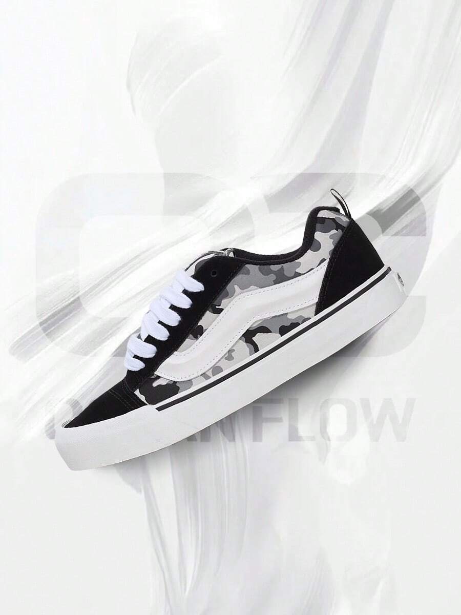 Vans Knu Skool Flame– Men's Lifestyle Sneakers – Shoes For Man -Vintage-Spring & Summer-Inspired Running Shoes, Shock-Absorbing Comfort, Gym To Streetwear Casual Wear-Mother's Day Gifts-Father's Day Gift–VN000D22BZW - Camo Black/White - 查看 1