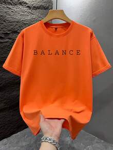 1 pieza Camiseta de manga corta holgada con estampado de moda para hombre | Diseño exquisito | Esencial de verano | Fácil de combinar, mostrando tu estilo - Naranja - Ver 3