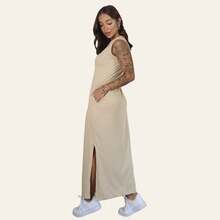 Kit Vestido Feminino Longo Fenda lateral com bolsos - Marrom + Bege - Visão 4