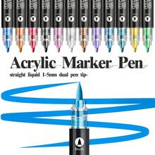 Bộ bút vẽ acrylic hai đầu 12-168 màu, bộ bút dạ có thể xếp chồng và thu gọn, màu sắc đậm nét, dễ pha trộn, bút vẽ đầu mềm và đầu cứng dành cho học sinh, thích hợp cho vẽ graffiti, viết nhật ký, ghi chú, làm thiệp chúc mừng, vẽ tranh nghệ thuật, đồ dùng cần thiết cho năm học mới. - Bút dạ hai đầu, một màu, mực lỏng trực tiếp - Xem 11