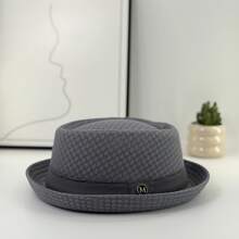 1pc Fashionable Hat, British Style Jazz Hat, Breathable Mesh Flat Brim Sun Hat, Foldable, Polyester, Suitable For All Seasons - A - View 7