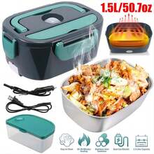 50.72oz Insulated Lunch Box, Portable Fast Heating Food Warmer, Stainless Steel Food Container With Tray, Multi-Voltage 12V/24V/110V, For Office Kitchen Travel Car Truck Outdoor Use - 美規A型插(110-127V) - 查看 8