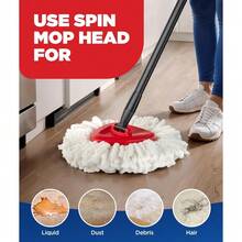 6 In 1 Mop Head Replacement Set For O Cedar EasyWring 1 Tank System Includes 1 Base 2 Scrub Brush Heads 3 Spin Mop Heads Home Cleaning Supplies - 1 đế + 1 đầu cọ rửa + 2 đầu xoay - Xem 4