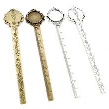 2 chiếc đế thước kẻ 20mm/18x25mm, khay đựng bookmark, đế cabochon, phôi cabochon và kính, phụ kiện làm trang sức DIY - Đánh dấu trang cơ sở - Xem 3