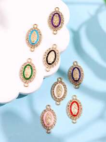 Set de 8 piezas de accesorios de aleación hechos a mano y únicos, dijes con doble colgante de Virgen María con diamante de imitación, joyería de moda para Pascua - Multicolor - Ver 4