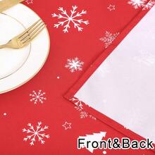 Waterproof Washable Red Christmas Tablecloth Rectangular Table Cover With White Christmas Tree And Gift Box Design Festive Holiday Decor For Dining Table138 X 178 Cm - Red - View 6