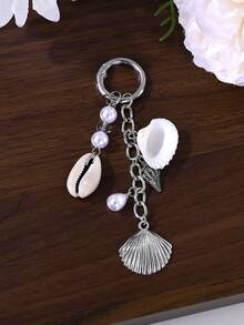 1个时尚高端贝壳、海星、心形仿珍珠流苏钥匙扣，适用于包包、手机、耳机盒、汽车装饰、派对礼品、送朋友的礼物 - 彩色 - 查看 22