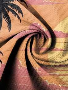 Set di camicia a maniche corte e pantaloncini con stampa da spiaggia per uomo, traspirante e ad asciugatura rapida, adatto per sport, tempo libero e uso quotidiano all'aperto. - Colori misti - Visualizzare 3