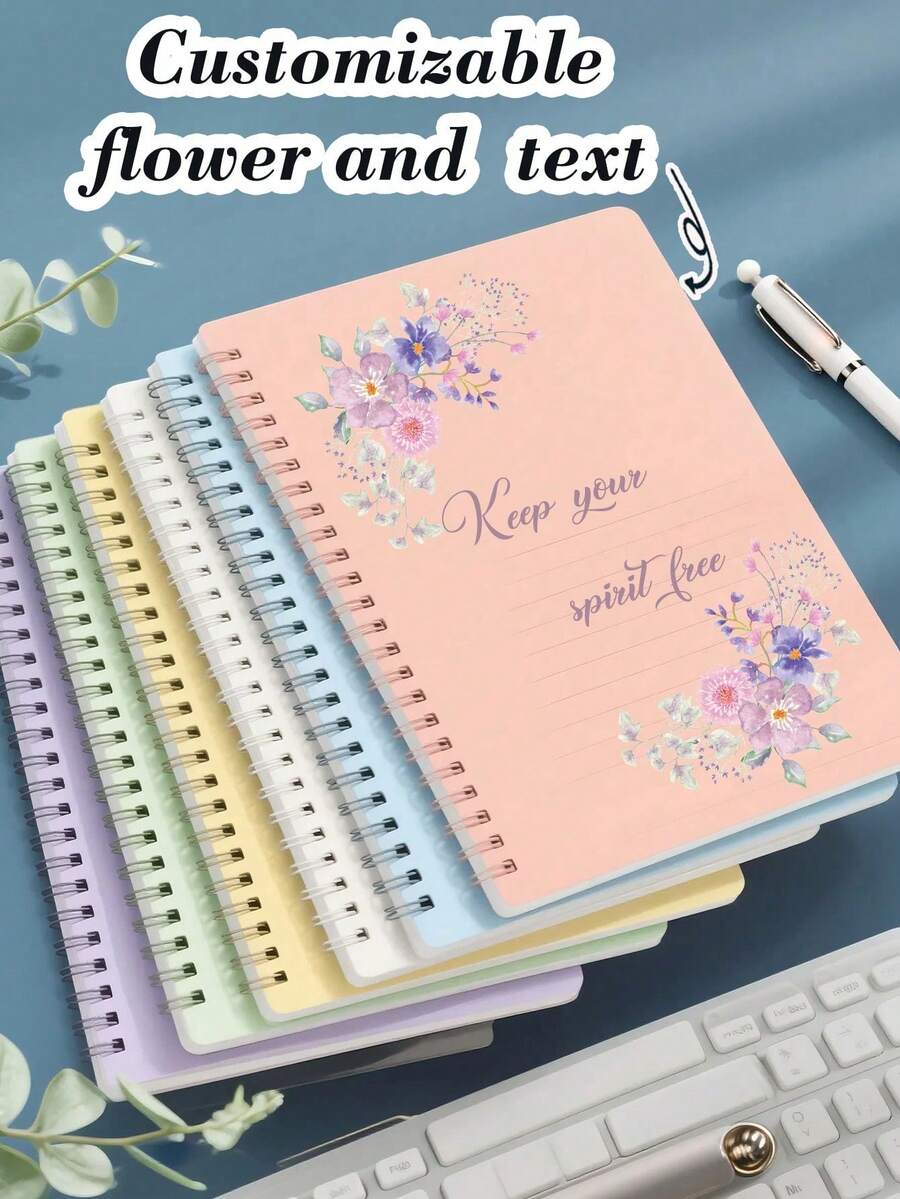 1pc Customized Notebook, Graphic Customized Notebook, Morandi Spiral Bound Notebook, Minimalist A5 Notebook, High-End Customized Logo Notebook, Office Supplies, Business Notebook Customization, School Supplies, Desktop Accessories, Back To School Season - Multicolor - View 1
