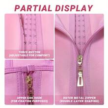 1pc  Women's Double-Layer Waist-Slimming Belt, Breathable Design, Comfortable To Wear, With Zipper And Button Closure, Suitable For Fitness Workouts - Pink - View 4