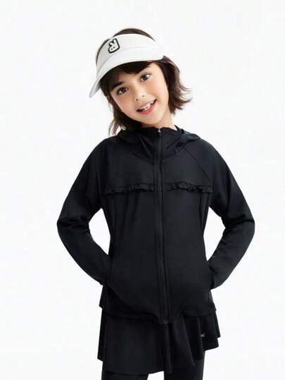 Annil [UPF50+ Cooling] New Thin Outerwear/Skin-Protecting Shirt For Girls With UV Protection And Sunscreen