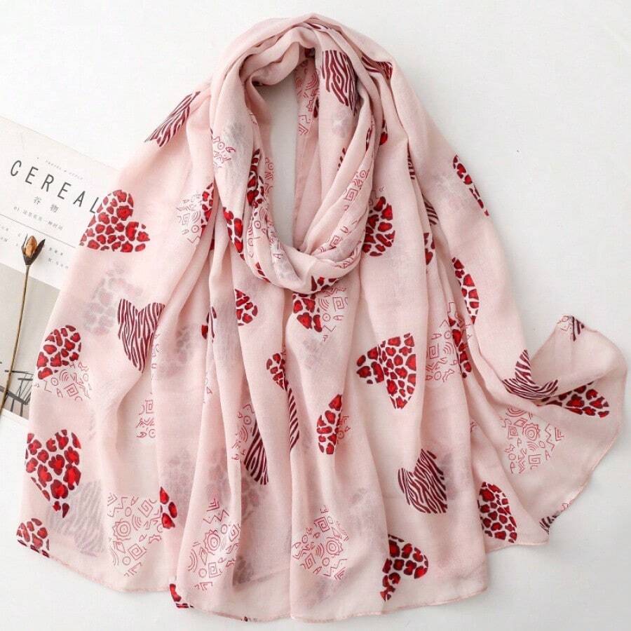 Leopard And Zebra Print Heart-Shaped Scarf, Contrast Animal Pattern Scarf, Elegant And Refined Long Scarf, Lightweight And Sun-Protective Spring/Summer Shawl - SL2603-010 Midi - View 1