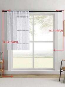 1 pièce Rideau transparent brodé, motif floral, avec poche pour tringle, en fibre de polyester avec protection UV et respirabilité, convient pour le salon, la chambre à coucher, la salle à manger - Blanc - Voir 53