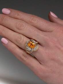 1PC Fashion Luxury Oval Floral-Shaped Zirconia Ring, Elegant Wedding Jewelry Gift, Women's Party Ring - Ring - View 2