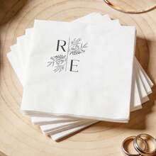 15-500pcs Custom Wedding Napkins 3-Ply Personalized Party Napkins, Table Decor For Bridal Shower And Engagement Party, Disposable Dessert Cocktail Napkins - White - View 5