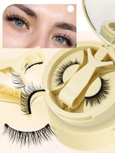 1 Pair Magnetic False Eyelashes With Applicator Clip, Easy To Wear And Remove, 5-8mm Short Crossed Magnetic Lashes, Suitable For Small Eyes Girls For Natural Makeup