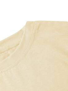 2026新款春夏优雅奢华高端时尚服饰！女士印花T恤 - 饰以珍珠和水晶，奢华优雅设计，适合日常休闲穿着，春夏圆领短袖上衣 - 杏色 - 查看 4