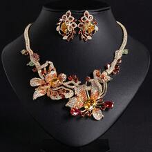 3 peças/1 conjunto Conjunto de Joias da Moda Feminina, Incrustado com Zircônia, Colar, Brincos, Adequado para Mulheres/Noiva/Dama de Honra/Feriado/Festa/Casamento/Banquete, Presente - Conjunto de joias - Visão 3