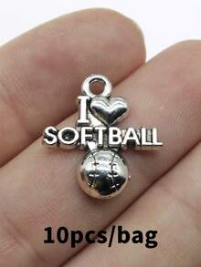 10pcs 20x19mm I Love Softball Charms Pendant For DIY Jewelry Making Necklace Keychain Phone Chain Bracelet Making Accessories Handmade Craft Making Findings - I Love Softball - View 8