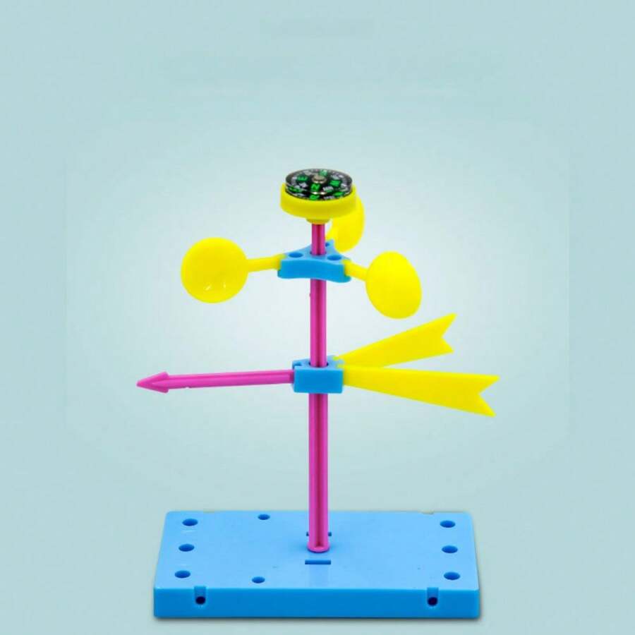 一套科学实验套件（材料包，需手工制作），气象站风向标实验模型，DIY风向标，教育科学探索用品，提升学生的思维、想象力和创新能力 - 多色 - 查看 1