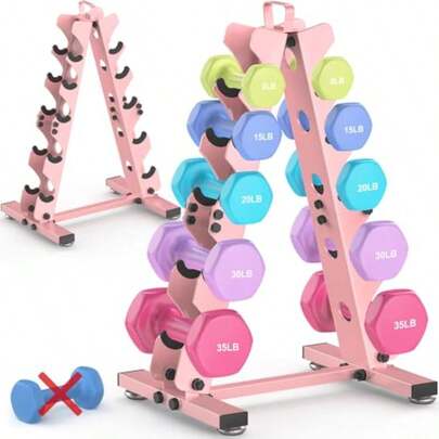 TomCare 6-Tier 5-Tier 4-Tier Dumbbell Rack Stand Only Weight Rack For Home Gym Storage Stand For Weights Metal A-Frame Strength Training Dumbbell Holder With Handle Dumbells Not Includedgift