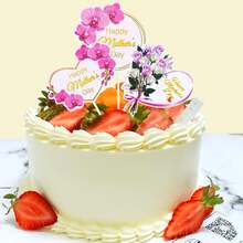 12 piezas Decoración para pastel del Día de la Madre con corazón, diseño de flores rosas y rosas, Mejor mamá siempre, decoración para pastel y cupcakes con corazones, amor y mejor mamá para decoración de fiesta de cumpleaños de mujeres y Día de la Madre - Ver 6