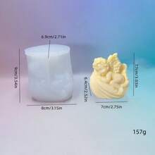 1个玫瑰翅膀天使蜡模，跨境DIY贝壳睡眠婴儿石膏小雕像硅胶模具 - 白色 - 查看 4