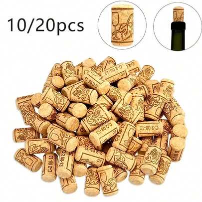 10/20 Stück hochwertige Holz-Weinverschlüsse, elegante weiche Kork-Flaschenversiegelungen mit gravierten Designs, geeignet für DIY Wein- und Bierherstellung, unverzichtbar für die Hausbar