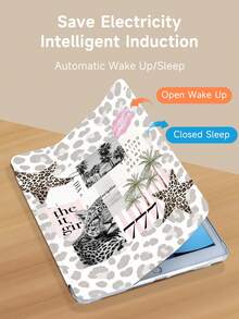 Kingsung Leopard Print & Palm Tree Collage Pattern Tablet Protective Case, Suitable For IPad 9.7/10.2/10.5/10.9/12.9 Inch/Pro 11 Inch, 10th Gen, Galaxy Tab S6 Lite 10.4 Inch, Kindle Paperwhite 12th Gen 2024, Kindle 11th Gen 2022, Kobo Clara Colour, Soft Shock-Proof, Smart Stand/Auto Wake/Sleep - Multicolor - View 5