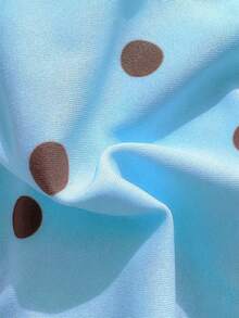 New Fashionable Sexy Polka Dot Print Strapless Detachable Strap Bikini Swimsuit For Women, Beach Party Vacation - Baby Blue - View 7