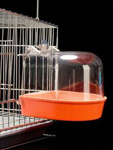 Large Parrot Bath Tub With Splash Guard Design, Frosted Shower Enclosure, Easy To Clean And Lightweight With Handle, Suitable For Small To Medium Birds Like Canaries, Lovebirds, Cockatiel, Finches, For Caging And Travel, Pet Bathing Station - Bath - View 10