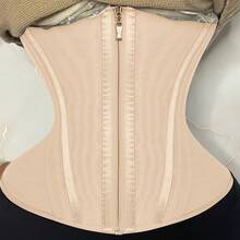 Women's High Compression Steel Boned Waist Trainer Belt With Adjustable Hooks And Zipper, Nylon 82% Spandex 18% Fabric, Hand Washable Tummy Control Shapewear, Waist Trainer Tummy Control ISRJ - 杏色 - 查看 13