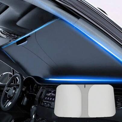 1pc Foldable Car Windshield Sunshade, Titanium Silver Color - Features UV Protection, Heat Resistant And Easy Installation, Maximizing In-Car Comfort - Excellent Choice For Summer Driving!