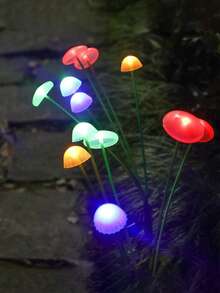 6 LED Solar Powered Jellyfish Mushroom Lawn Lights, Outdoor Waterproof Garden Path Landscape Lights, Warm White / Color Changing Mood Lights - Multicolor - View 9